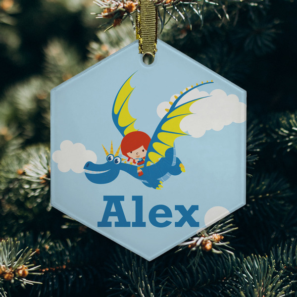 Flying a Dragon Frosted Glass Ornament - Hexagon (Lifestyle)