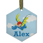 Flying a Dragon Flat Glass Ornament - Hexagon w/ Name or Text