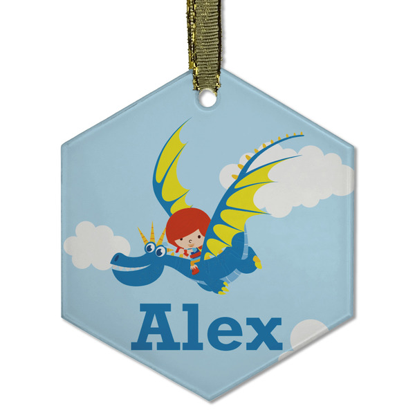 Flying a Dragon Frosted Glass Ornament - Hexagon