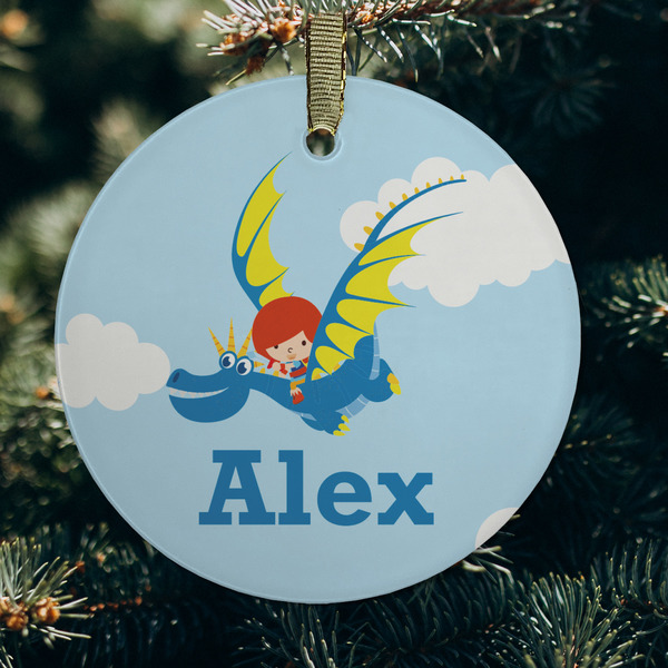 Flying a Dragon Frosted Glass Ornament - Round (Lifestyle)