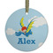 Flying a Dragon Flat Glass Ornament - Round w/ Name or Text