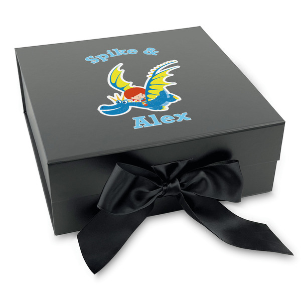 Custom Flying a Dragon Gift Box with Magnetic Lid - Black (Personalized)