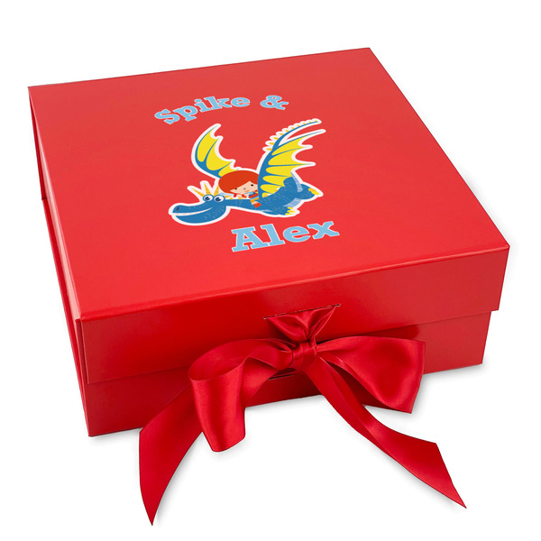 Custom Flying a Dragon Gift Box with Magnetic Lid - Red (Personalized)