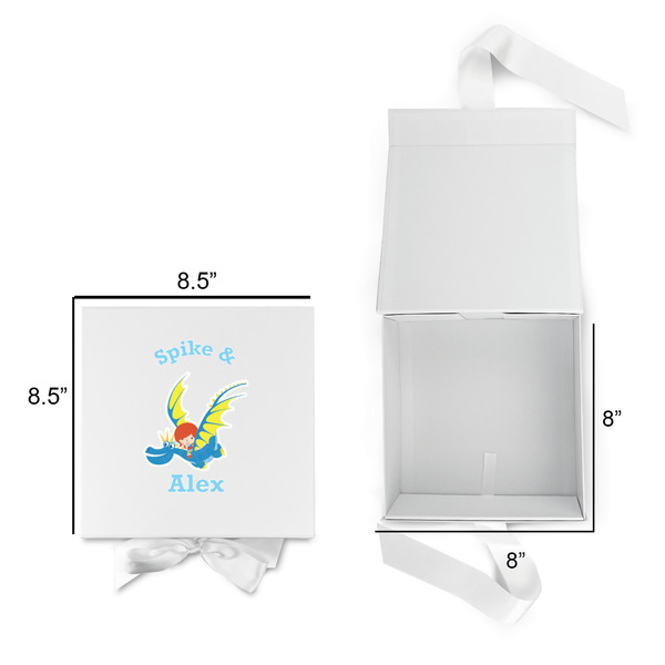 Flying a Dragon Gift Boxes with Magnetic Lid - White - Open & Closed