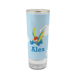 Flying a Dragon 2 oz Shot Glass -  Glass with Gold Rim - Single (Personalized)