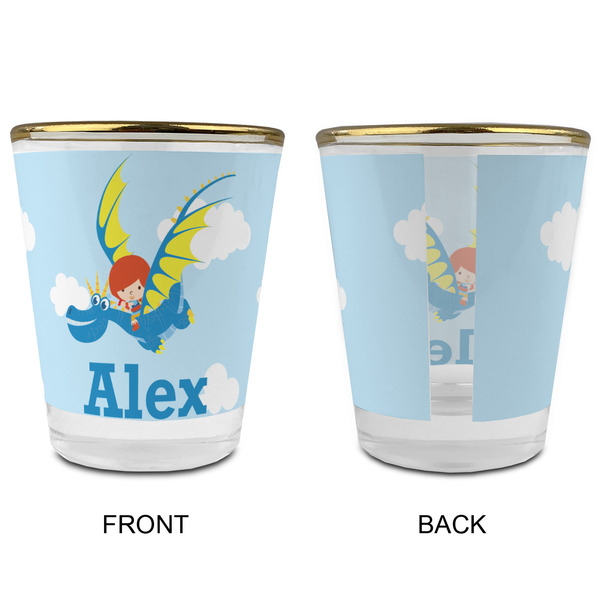 Flying a Dragon Glass Shot Glass - with gold rim - APPROVAL