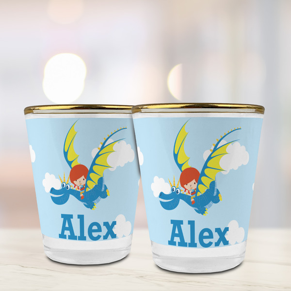 Flying a Dragon Glass Shot Glass - with gold rim - LIFESTYLE