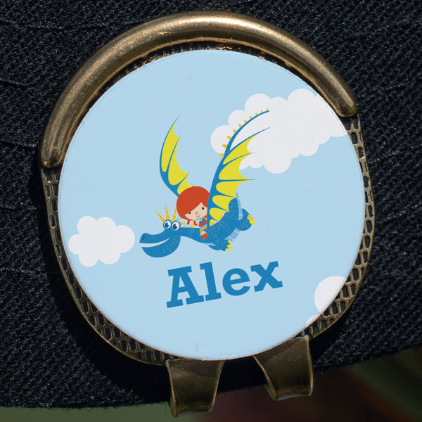 Flying a Dragon Golf Ball Marker Hat Clip - Gold - Close Up
