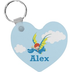 Flying a Dragon Heart Plastic Keychain w/ Name or Text