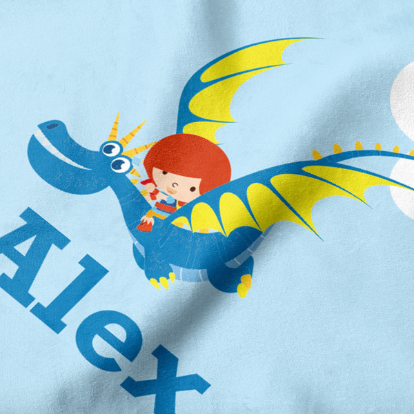 Flying a Dragon Hooded Baby Towel- Detail Close Up