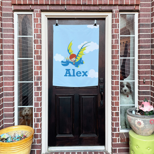 Flying a Dragon House Flags - Double Sided - (Over the door) LIFESTYLE