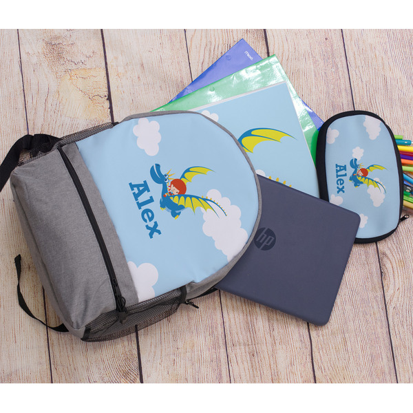 Flying a Dragon Large Backpack - Gray - With Stuff