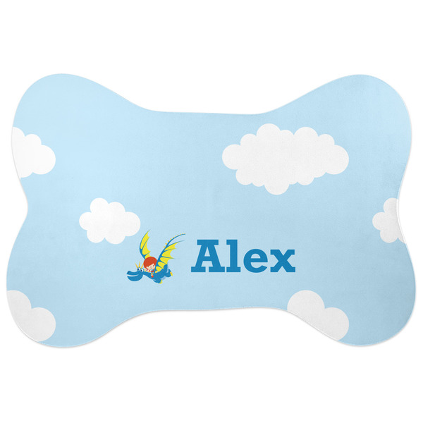 Custom Flying a Dragon Bone Shaped Dog Food Mat (Large) (Personalized)