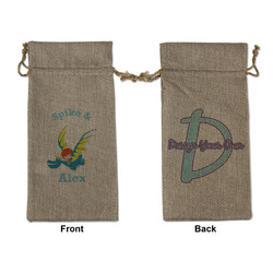 Flying a Dragon Large Burlap Gift Bag - Front & Back (Personalized)