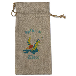 Flying a Dragon Large Burlap Gift Bag - Front (Personalized)