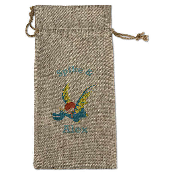 Flying a Dragon Large Burlap Gift Bags - Front