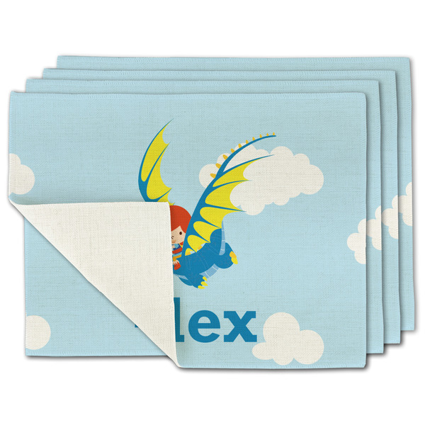 Custom Flying a Dragon Single-Sided Linen Placemat - Set of 4 w/ Name or Text
