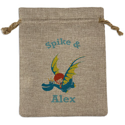 Flying a Dragon Medium Burlap Gift Bag - Front (Personalized)