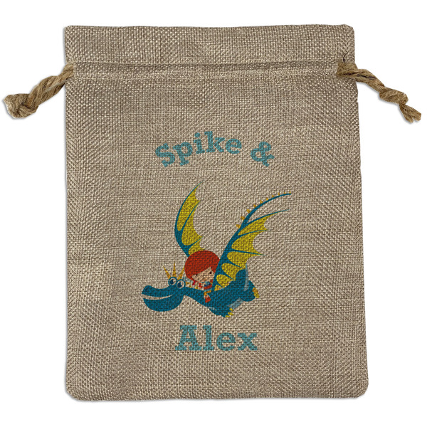 Custom Flying a Dragon Burlap Gift Bag (Personalized)