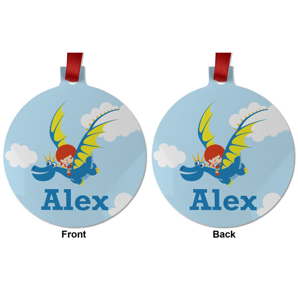 Flying a Dragon Metal Ball Ornament - Front and Back