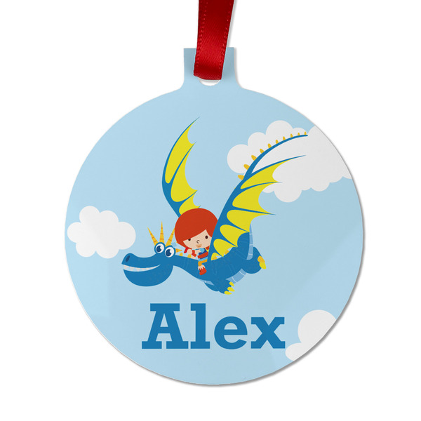 Custom Flying a Dragon Metal Ball Ornament - Double Sided w/ Name or Text