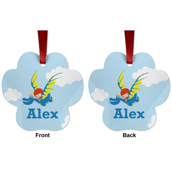 Flying a Dragon Metal Paw Ornament - Front and Back