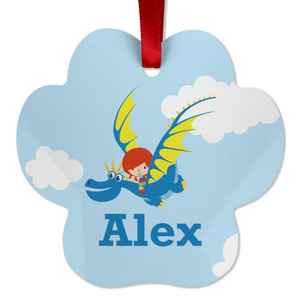 Custom Flying a Dragon Metal Paw Ornament - Double Sided w/ Name or Text