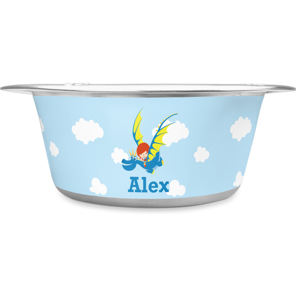 Custom Flying a Dragon Stainless Steel Dog Bowl - Large (Personalized)