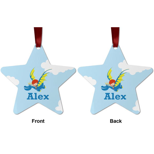 Flying a Dragon Metal Star Ornament - Front and Back