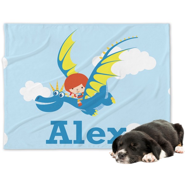 Custom Flying a Dragon Dog Blanket - Large (Personalized)