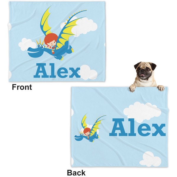 Flying a Dragon Microfleece Dog Blanket - Large- Front & Back