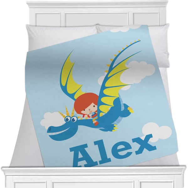 Custom Flying a Dragon Minky Blanket - Toddler / Throw - 60"x50" - Single Sided (Personalized)