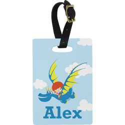 Flying a Dragon Plastic Luggage Tag - Rectangular w/ Name or Text
