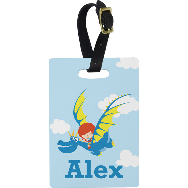Custom Flying a Dragon Plastic Luggage Tag - Rectangular w/ Name or Text
