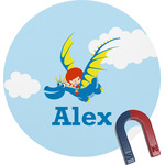 Flying a Dragon Round Fridge Magnet (Personalized)