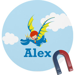 Flying a Dragon Round Fridge Magnet (Personalized)