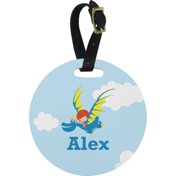 Custom Flying a Dragon Plastic Luggage Tag - Round (Personalized)