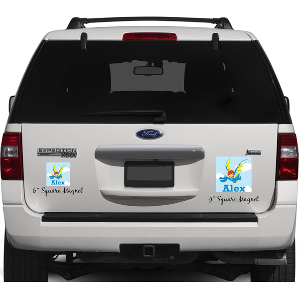 Flying a Dragon Personalized Square Car Magnets on Ford Explorer