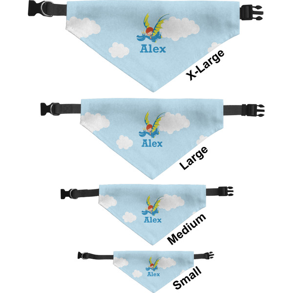Flying a Dragon Pet Bandana Sizes