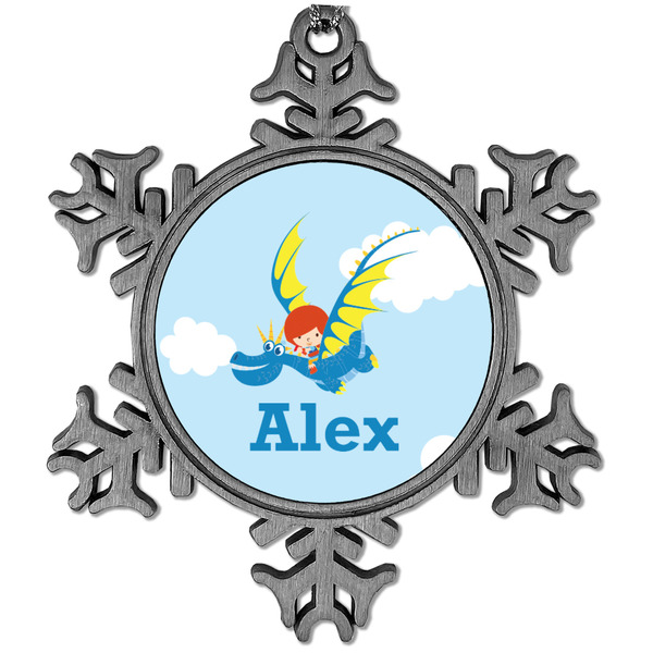 Custom Flying a Dragon Vintage Snowflake Ornament (Personalized)