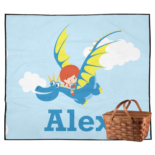 Custom Flying a Dragon Outdoor Picnic Blanket (Personalized)