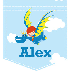 Flying a Dragon Iron On Faux Pocket (Personalized)