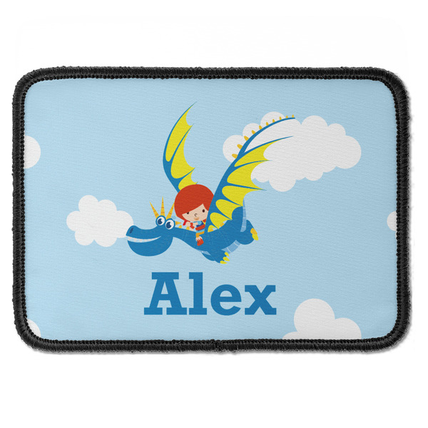 Custom Flying a Dragon Iron On Rectangle Patch w/ Name or Text