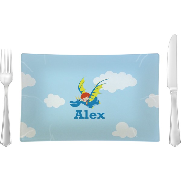 Custom Flying a Dragon Rectangular Glass Lunch / Dinner Plate - Single or Set (Personalized)