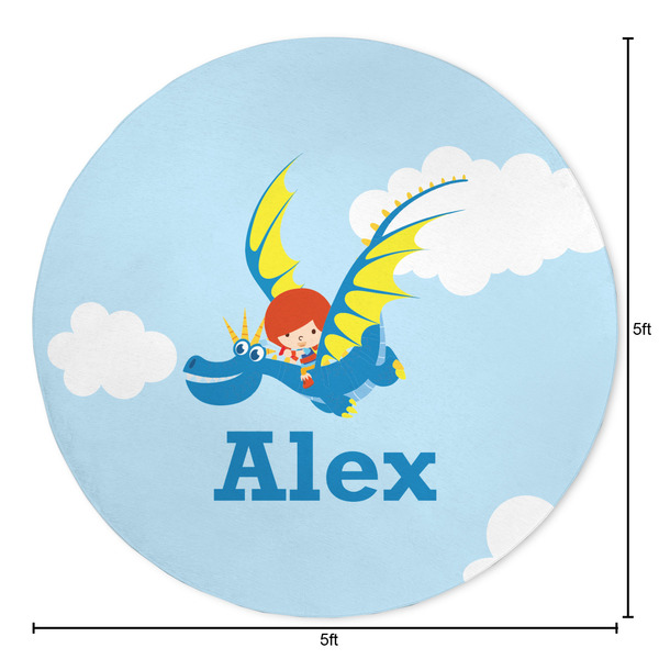Flying a Dragon Round Area Rug - Size