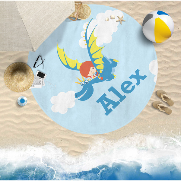 Flying a Dragon Round Beach Towel Lifestyle
