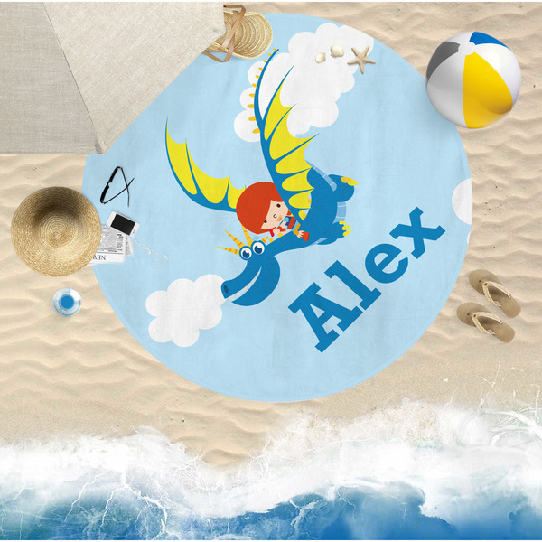Flying a Dragon Round Beach Towel Lifestyle
