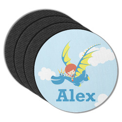 Flying a Dragon Round Rubber Backed Coasters - Set of 4 (Personalized)