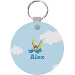 Flying a Dragon Round Plastic Keychain (Personalized)