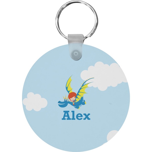 Custom Flying a Dragon Round Plastic Keychain (Personalized)